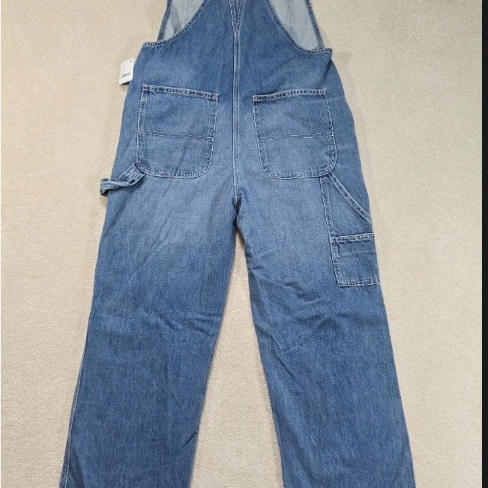 Free People X Edwin Lightly Distressed Light Blue Denim Overalls - Medium - Picture 2 of 10